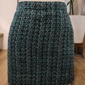 J Crew Tweedskirt pencil mini wool blend green\teal size 2